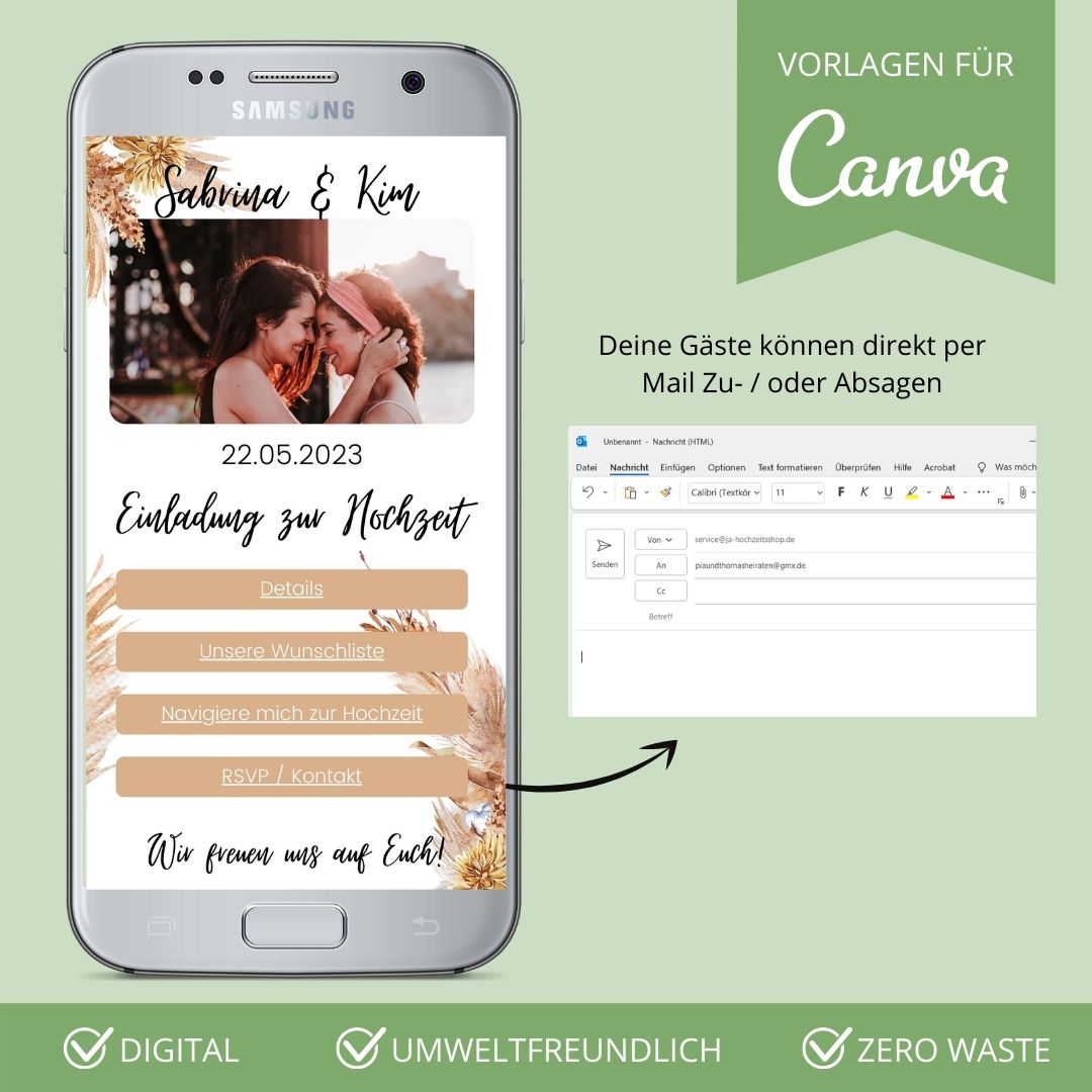 digitale einladung zur hochzeit versenden als canva vorlage