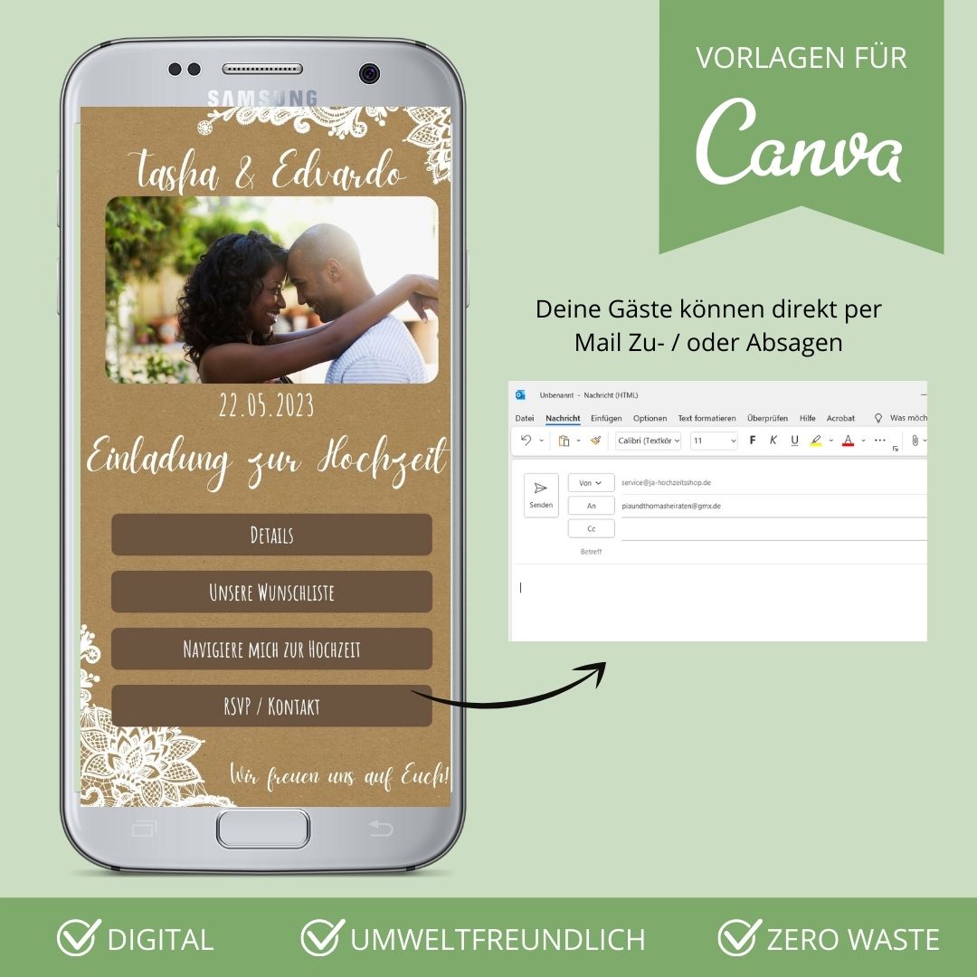 digitale einladung zur hochzeit versenden als canva vorlage