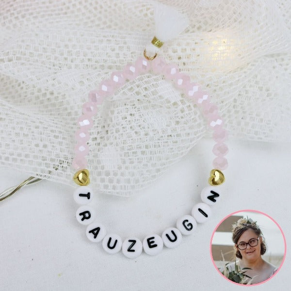 armkettchen aus perlen mit schriftzug trauzeugin zur hochzeit