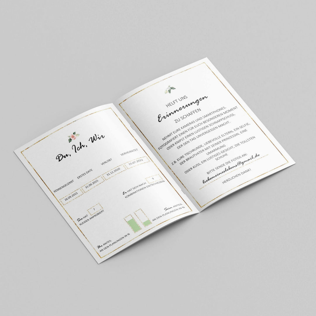 Personalisiertes Willkommensheft Hochzeit Sofort Download