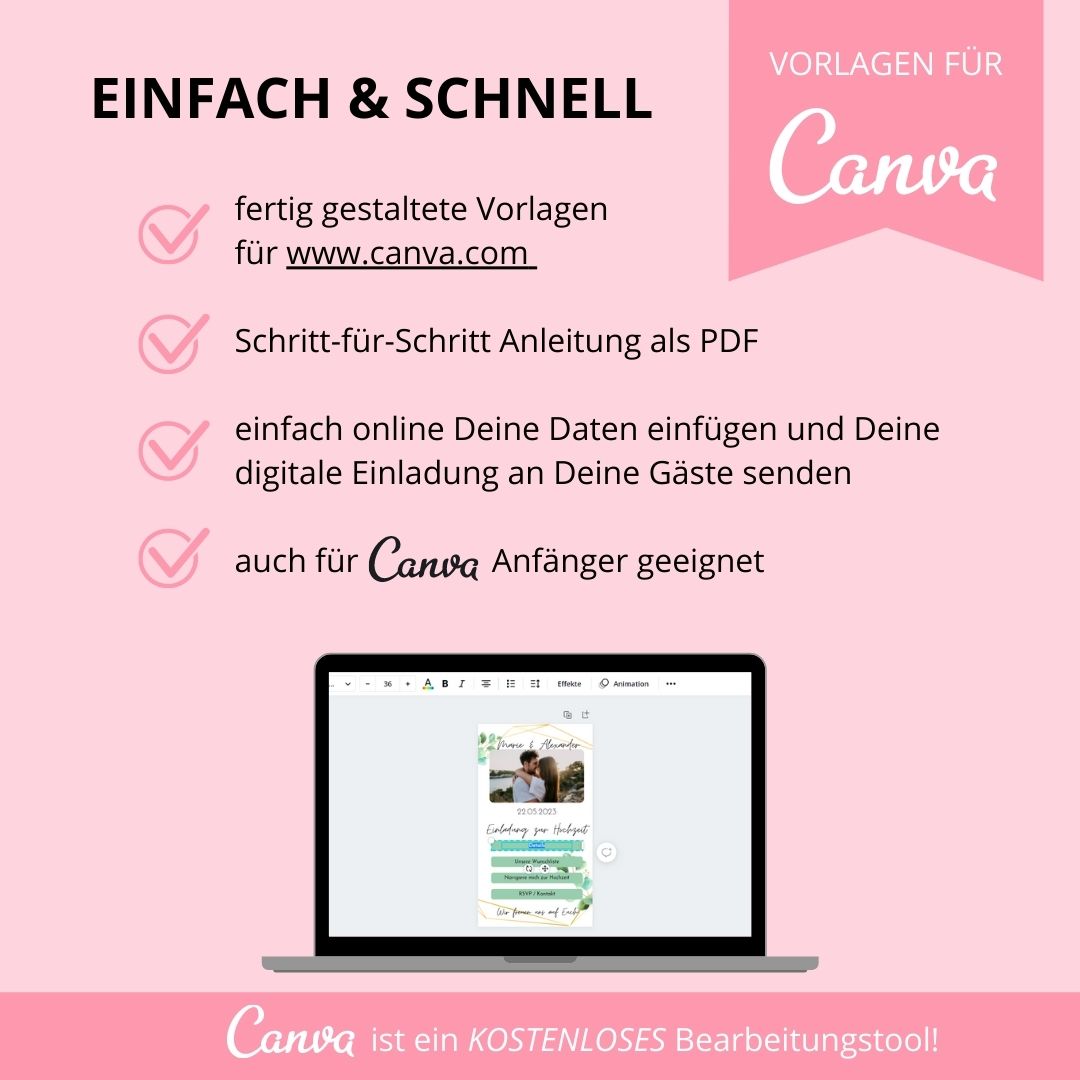 digitale einladung zur hochzeit versenden als canva vorlage