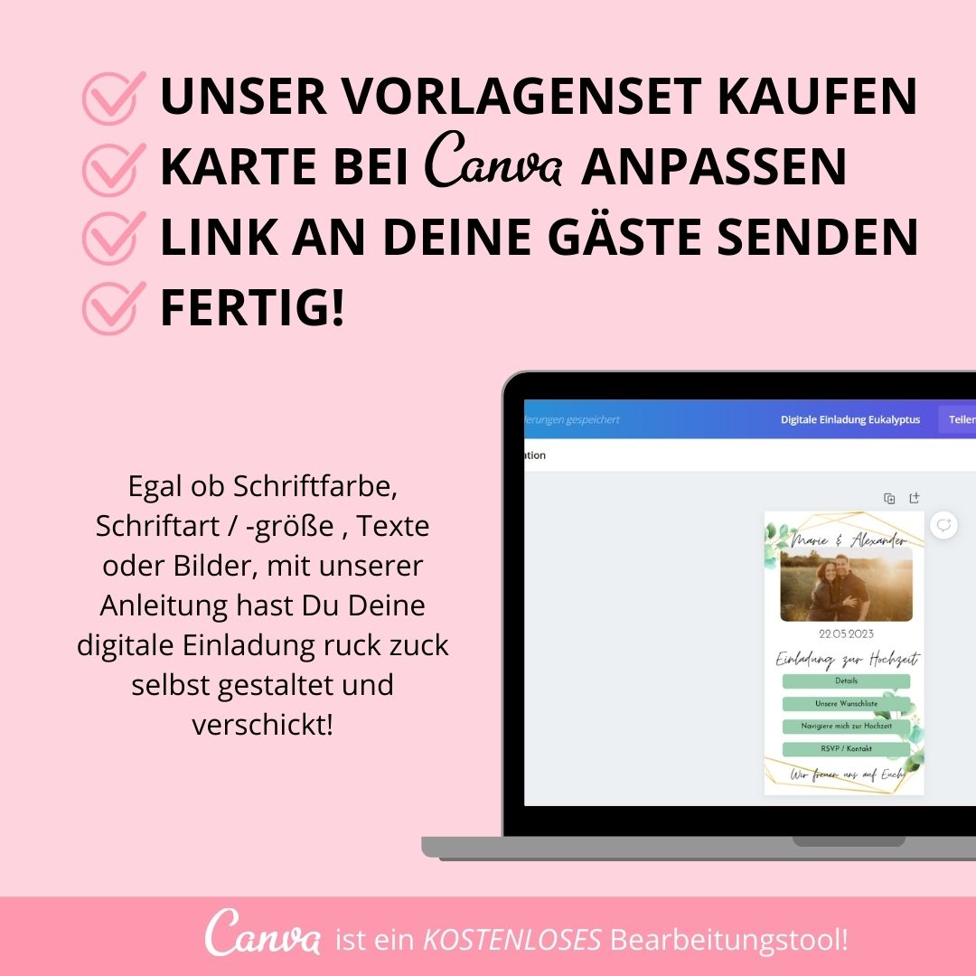 digitale einladung zur hochzeit versenden als canva vorlage