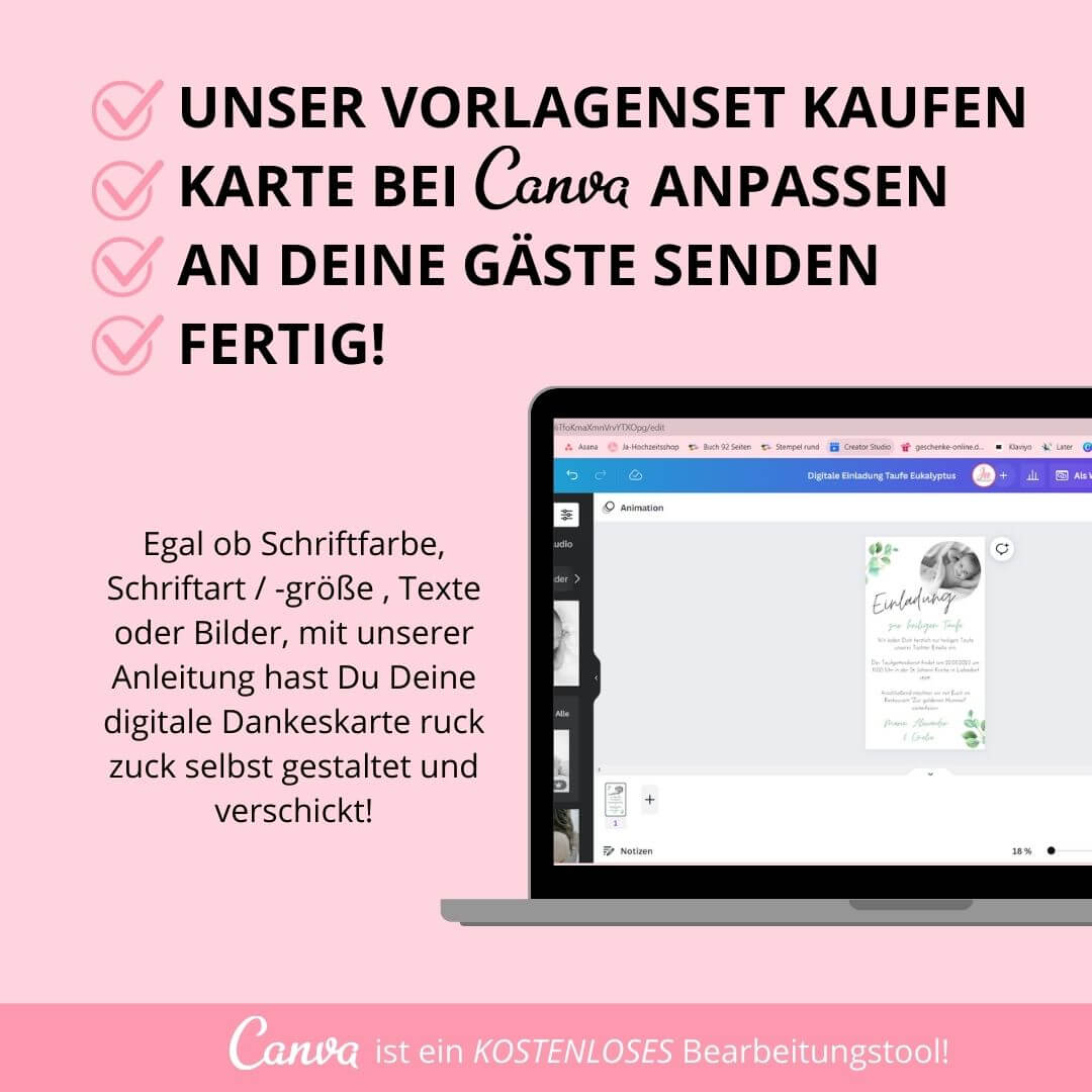 digitale einladung zur taufe versenden als canva vorlage