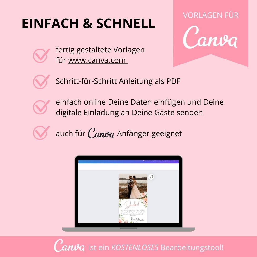 digitale dankeskarte zur hochzeit versenden als canva vorlage