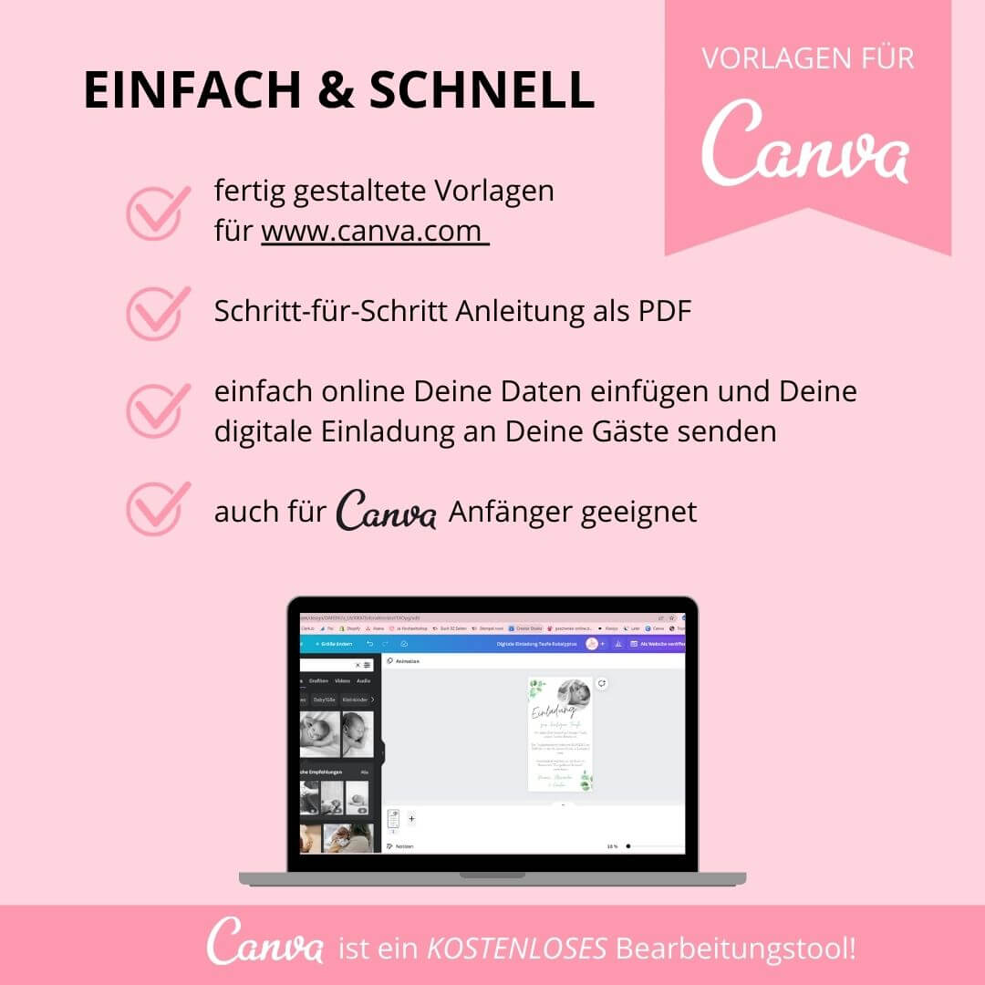 digitale einladung zur taufe versenden als canva vorlage