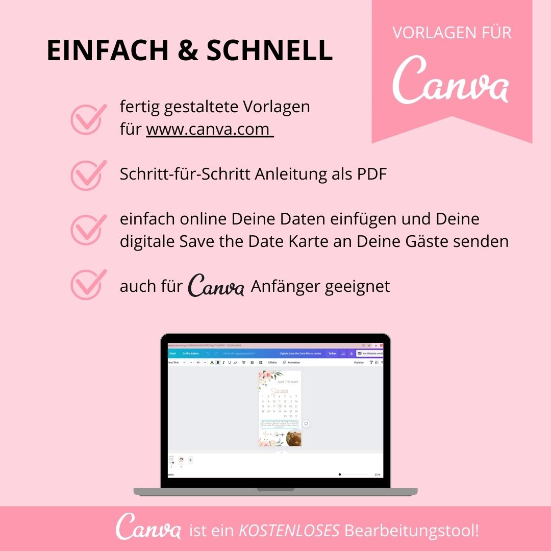 digitale save the date karte zur hochzeit versenden als canva vorlage