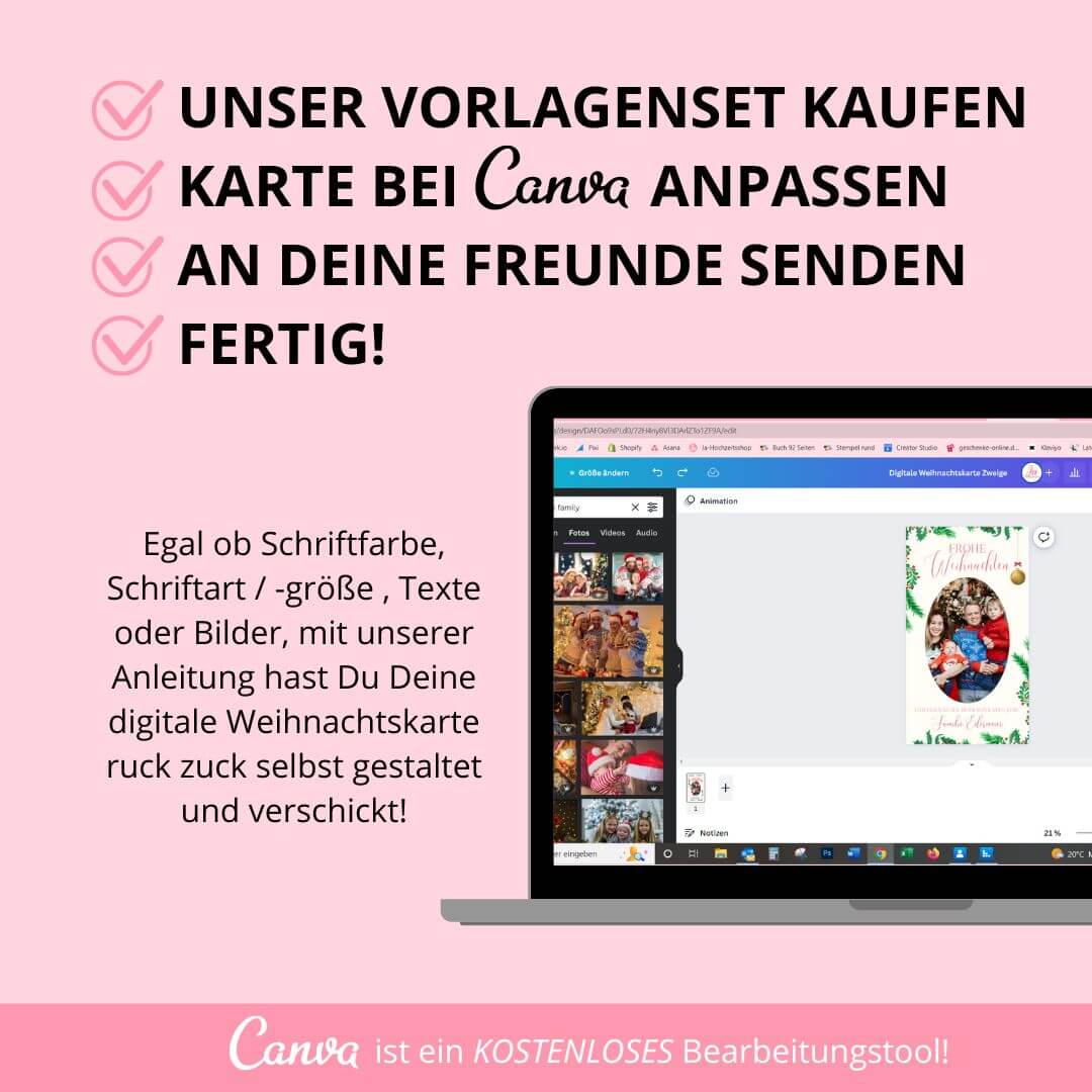 digitale weihnachtskarte versenden als canva vorlage