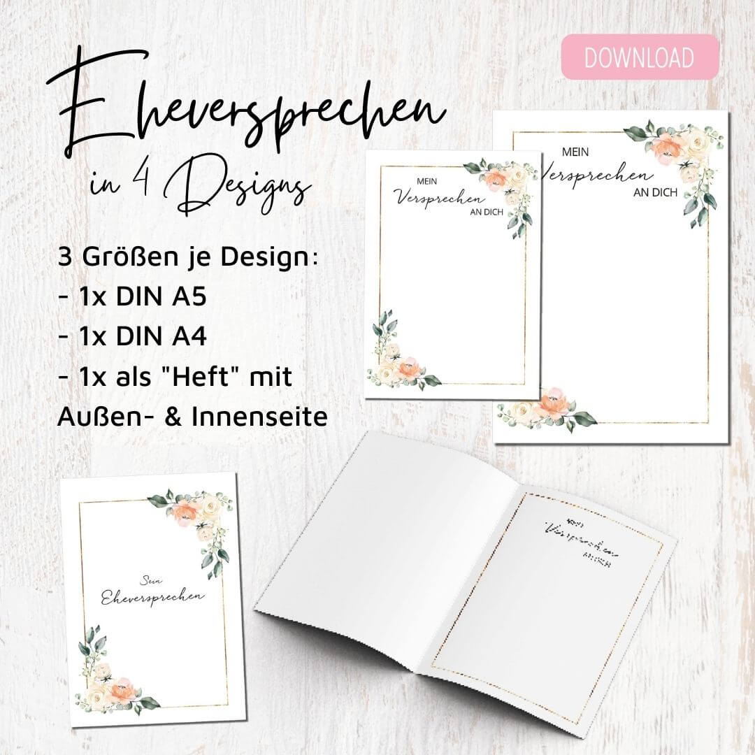 eheversprechen zur hochzeit als download zum selbst ausdrucken