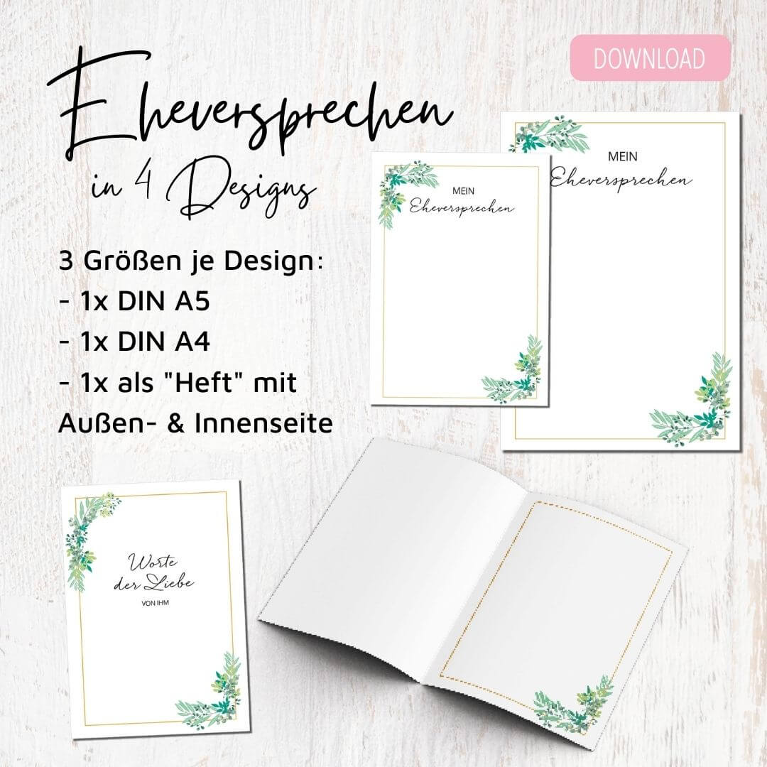 eheversprechen zur hochzeit als download zum selbst ausdrucken