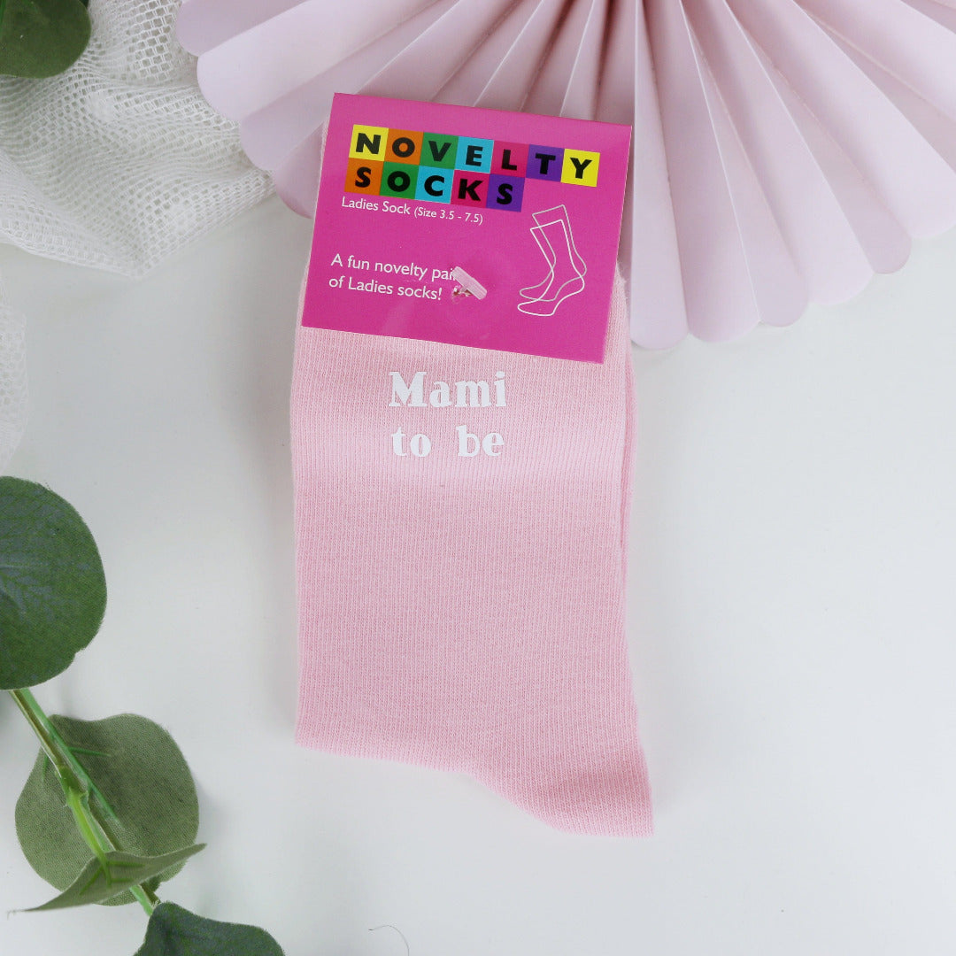 Socken rosa mit Aufdruck Mami to be
