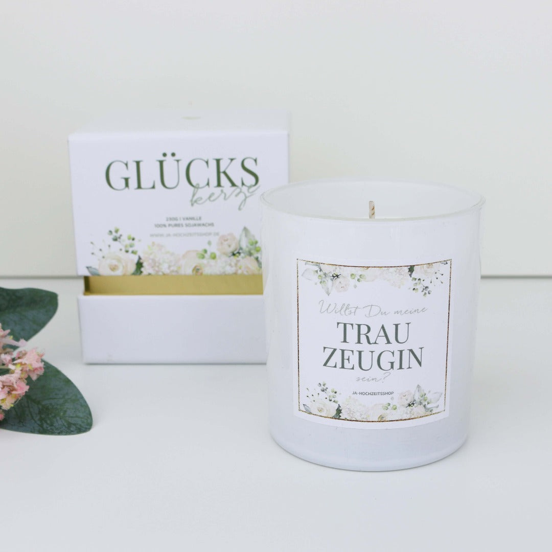 Geschenk Kerze weiß für die Trauzeugin