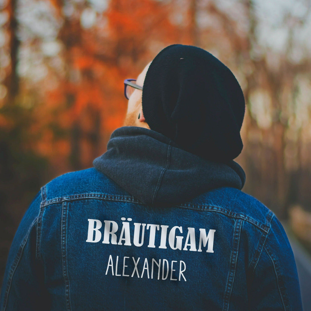 Buegelbild Braeutigam fuer Jeansjacke