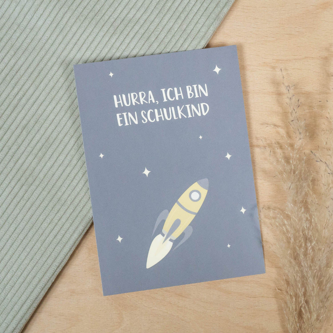 Postkarte Hurra, ich bin ein Schulkind Weltraum