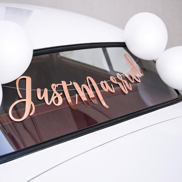 Auto Deko Set Just Married Girlande rosegold