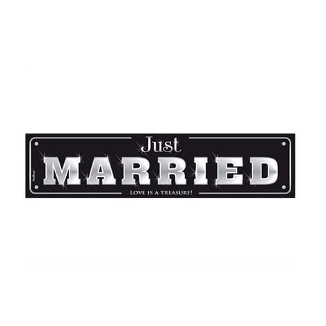 Schild Just Married schwarz