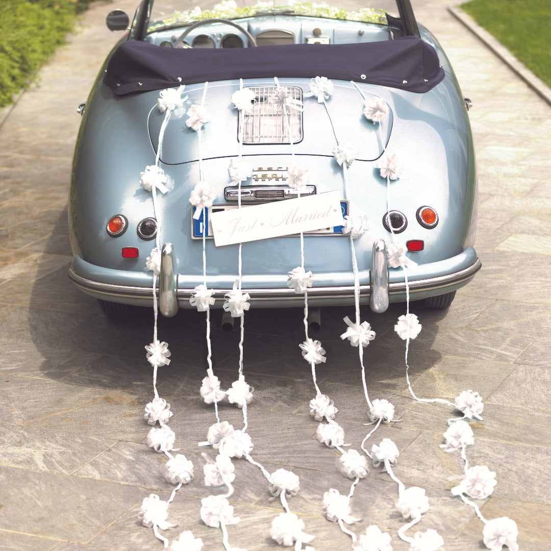 Autoschmuck Schleifen Girlande 3m für das Hochzeitsauto – Ja-Hochzeitsshop