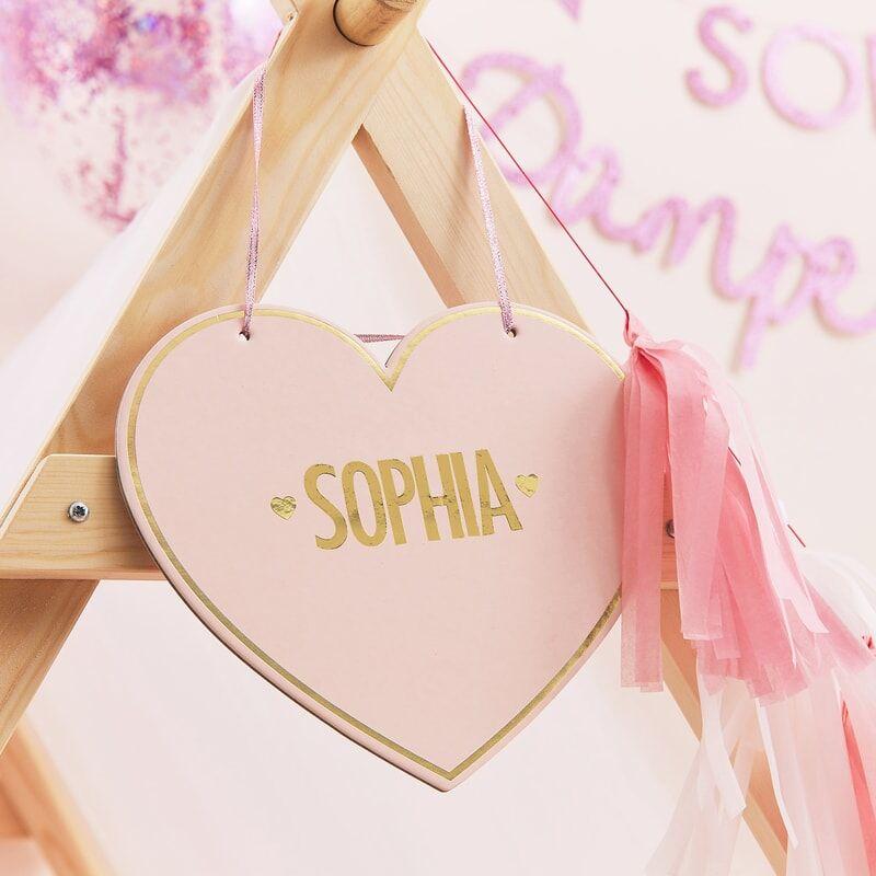 Babyparty Schild rosa Herz personlisierbar