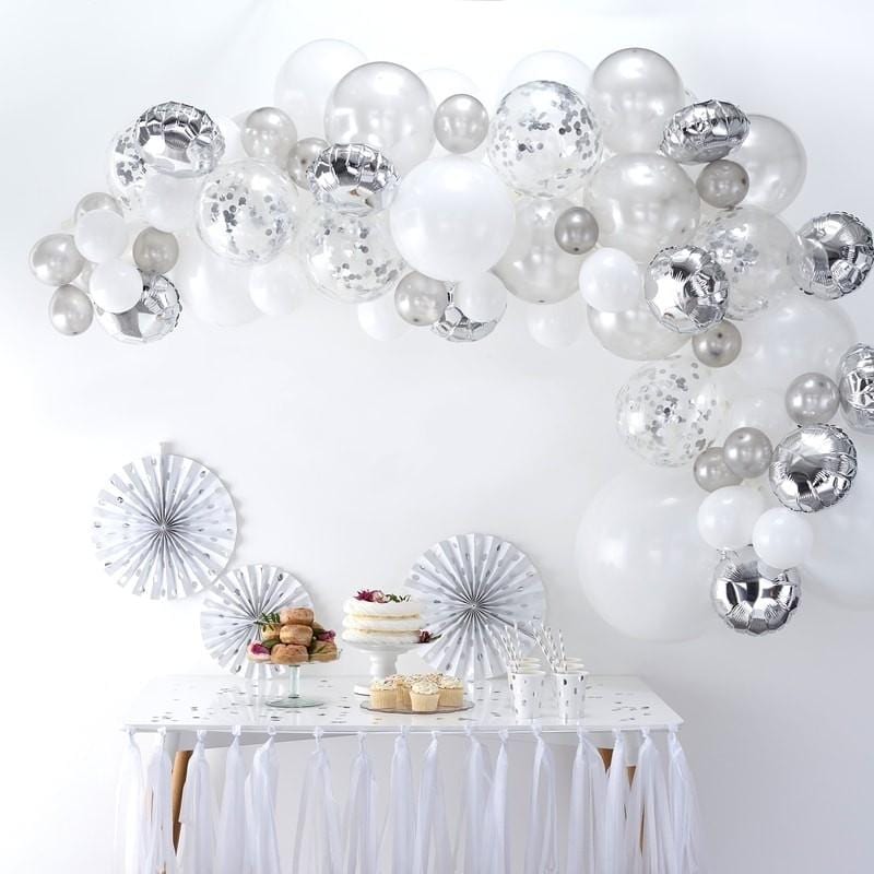 Ballongirlande Set Farbmix silber (70-teilig) - Ja-Hochzeitsshop