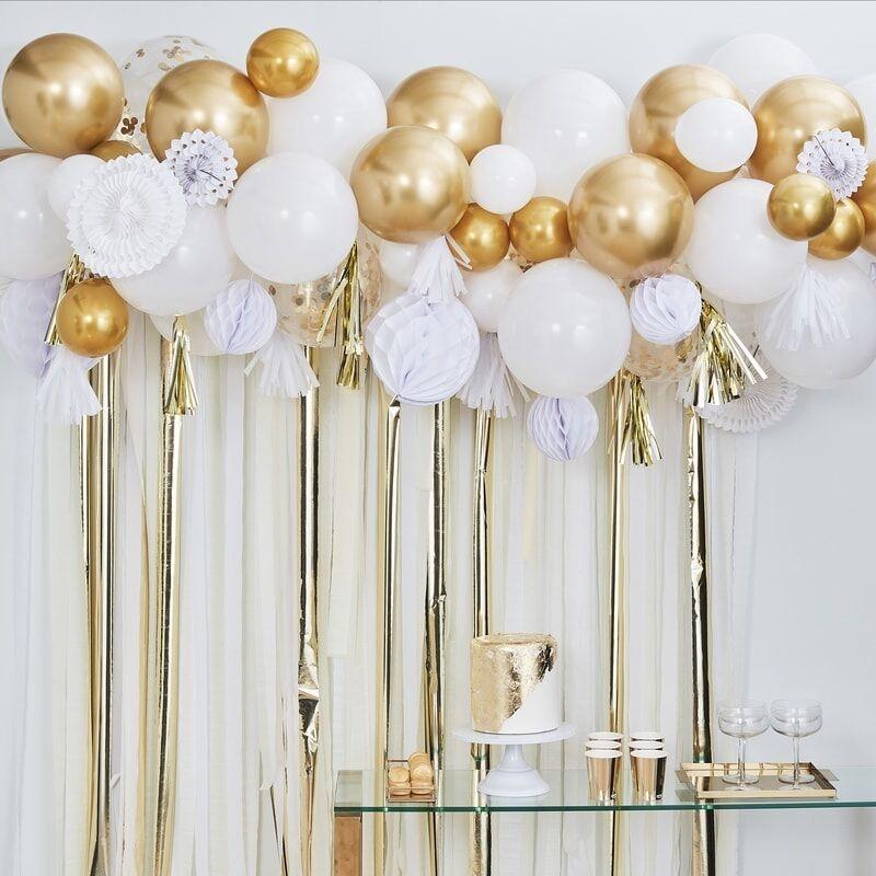 Party Backdrop Set gold / weiß (108-teilig) - Ja-Hochzeitsshop