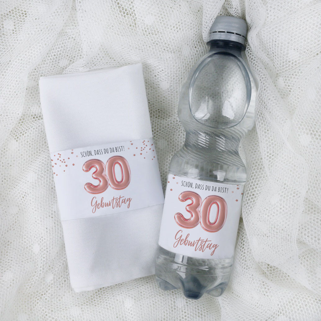 Banderole für Serviette oder Wasserflasche 30. Geburtstag