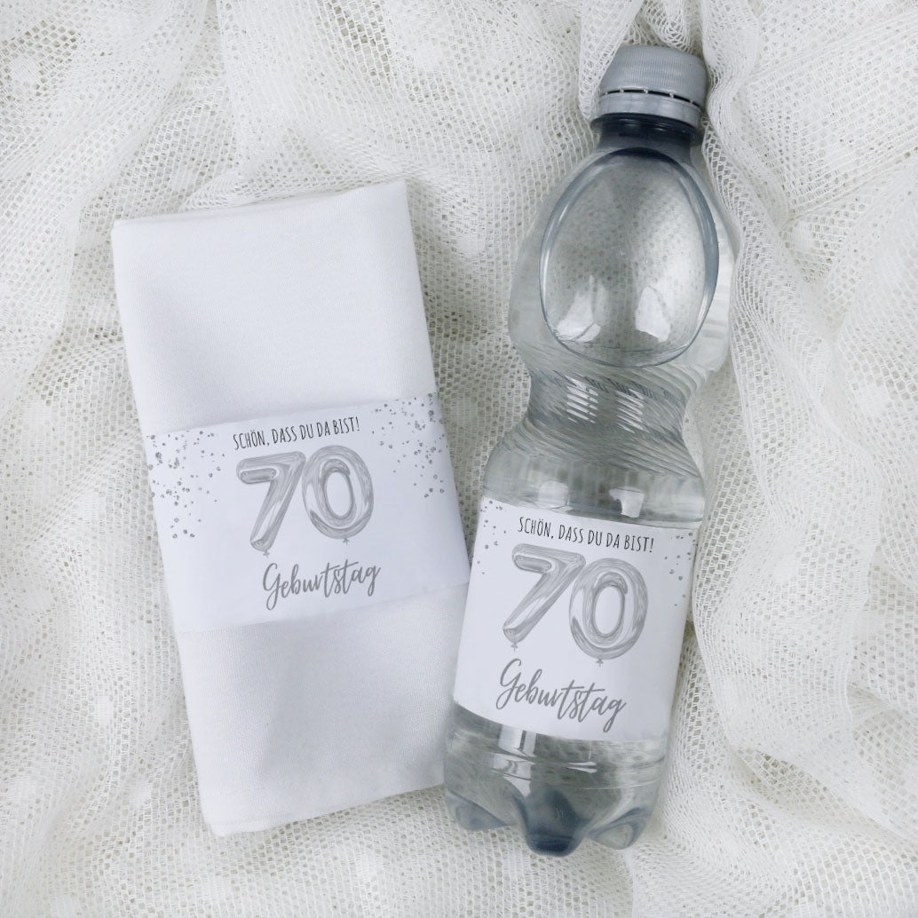 Banderole für Serviette oder Wasserflasche 70. Geburtstag