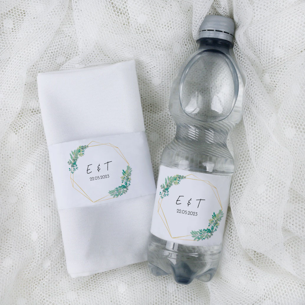 personalisierte banderole für serviette oder wasserflasche hochzeit