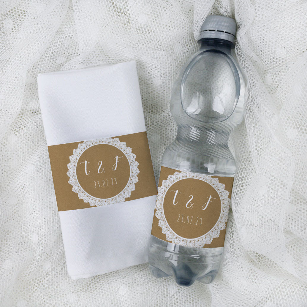 personalisierte banderole für serviette oder wasserflasche hochzeit