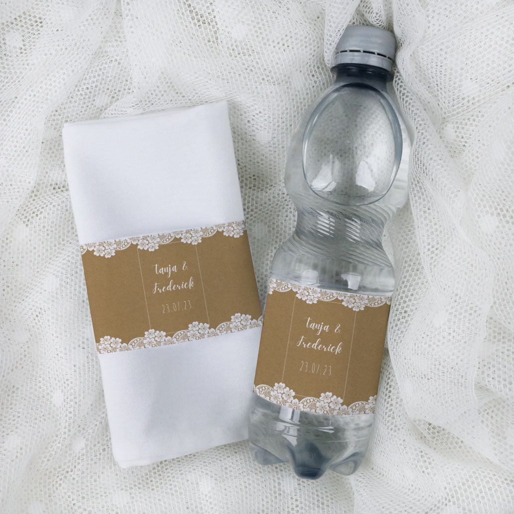 personalisierte banderole für serviette oder wasserflasche hochzeit