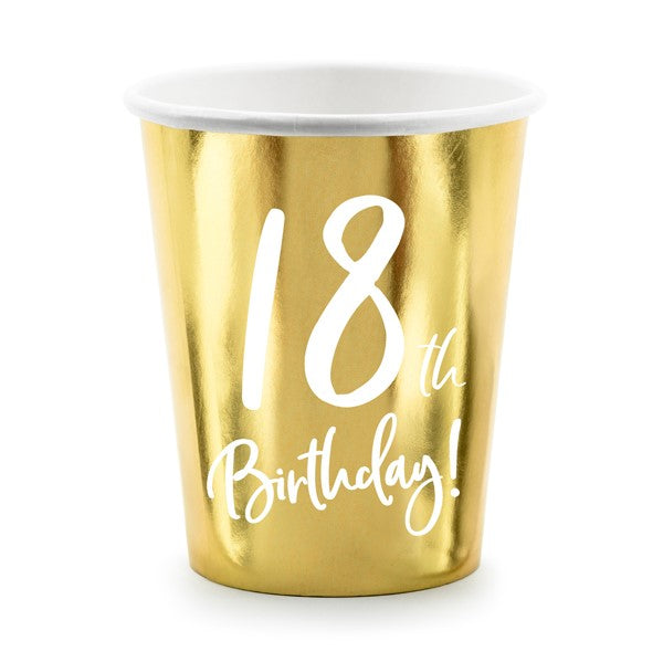 Pappbecher gold 18. Geburtstag