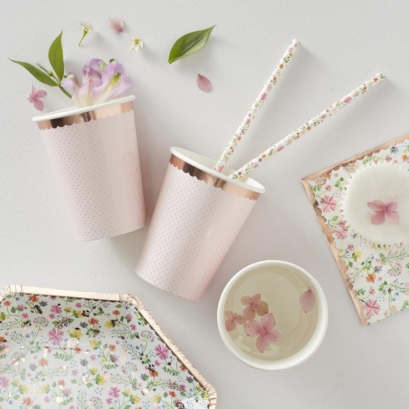 Pappbecher rosegold mit Punkten gold