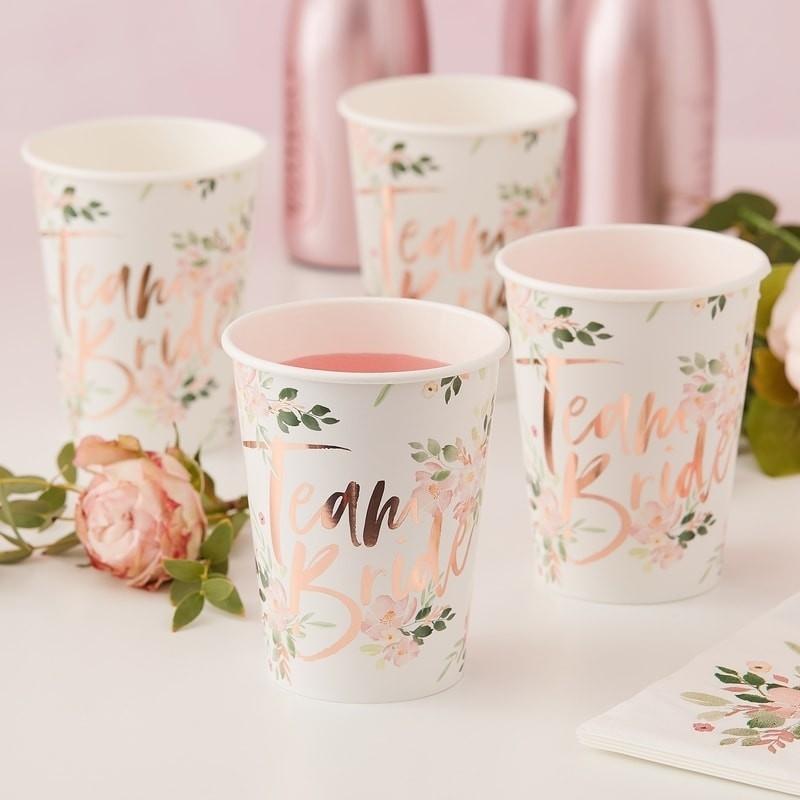 Pappbecher Team Bride floral