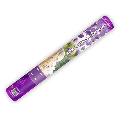 Konfetti Kanone mit lila Rosenblätter