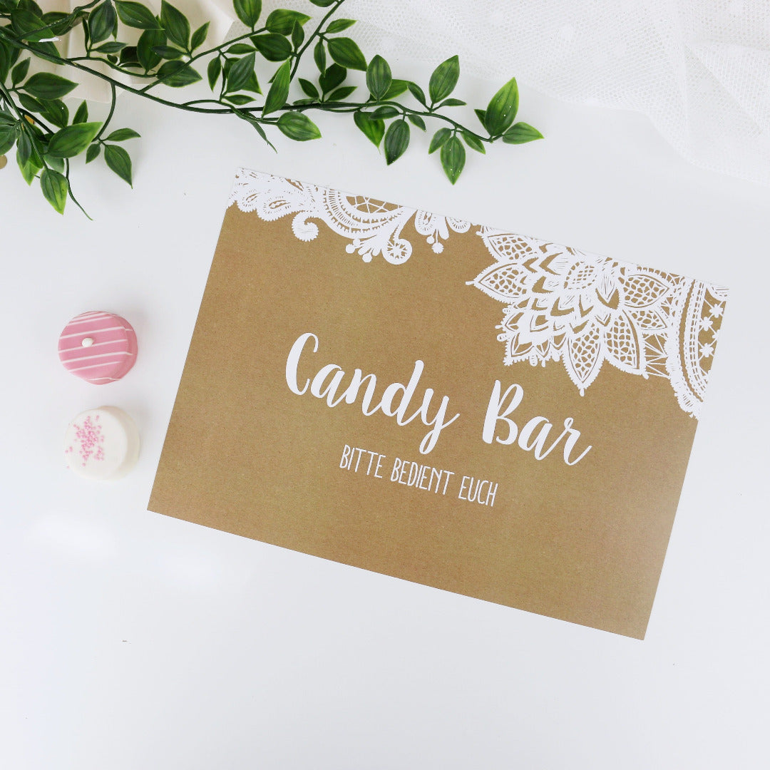 Vintage Spitze Schild Candy Bar