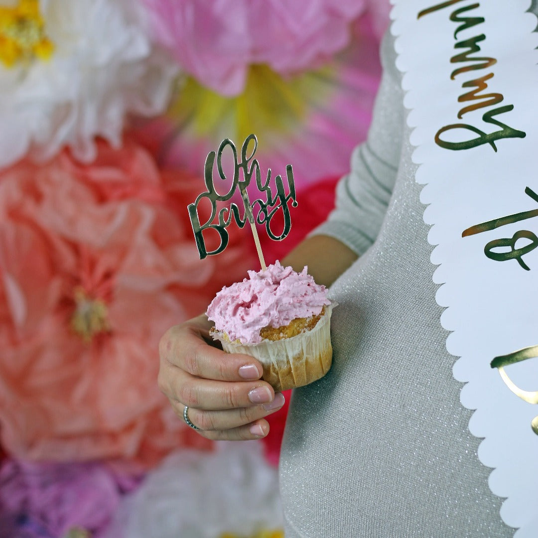 Cupcake Sticks Baby Shower Party in gold