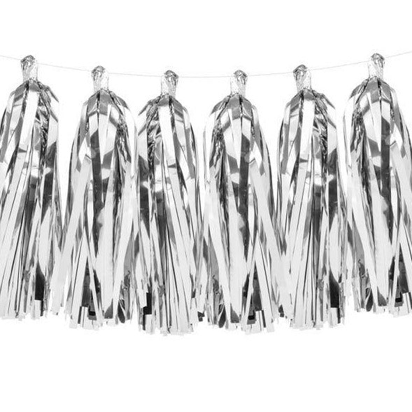 Folien Tassel Girlande metallic silber