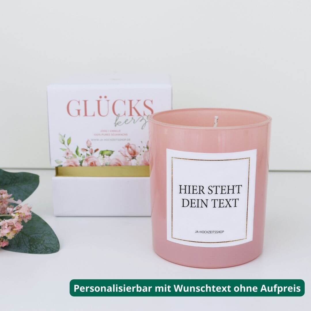 duftkerze personalisierbar mit wunschtext in rosa