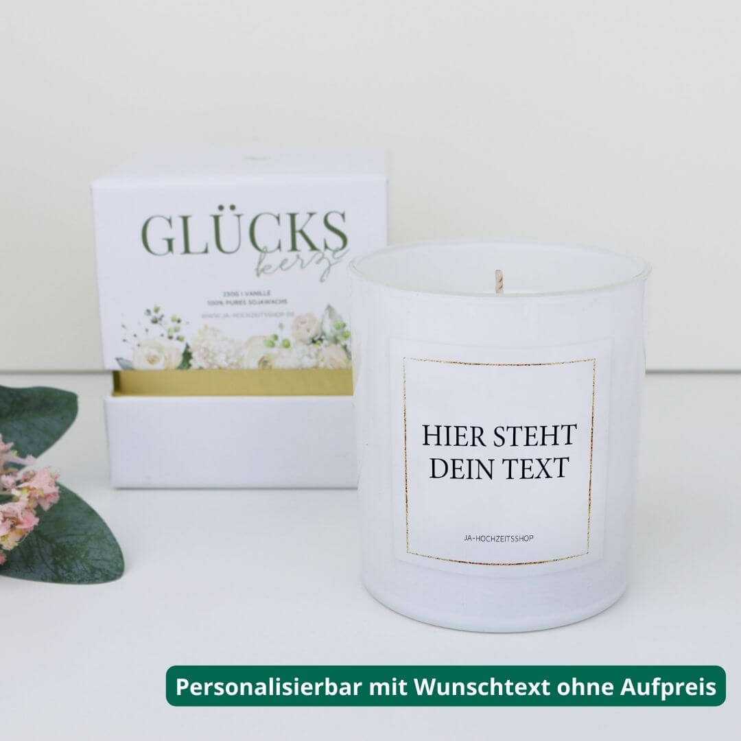 Geschenk Kerze mit Wunschtext – Ja-Hochzeitsshop