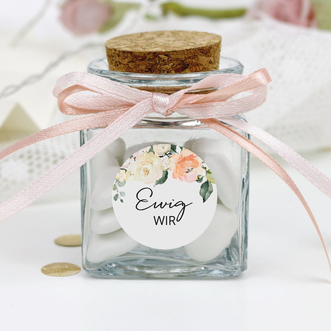 Aufkleber Blütenzauber fuer gastgeschenk zur hochzeit Ewig wir von Ja Hochzeitsshop
