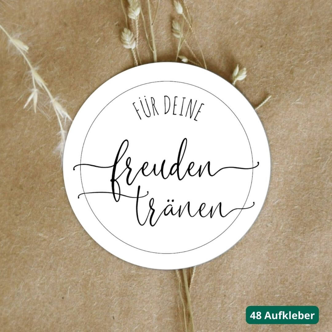 Aufkleber fuer Freudentraenen Hochzeit elegant