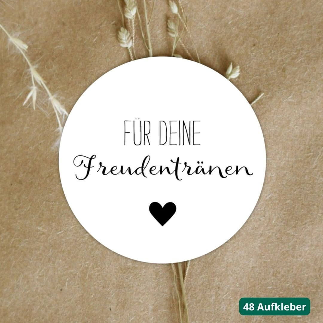 aufkleber fuer freudentraenen zur hochzeit herz