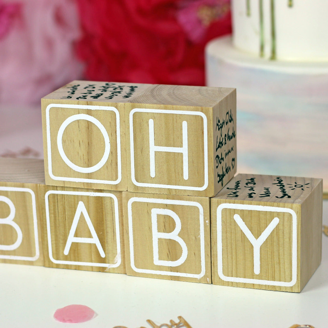 Gaestebuch Holz Bausteine Oh Babyparty Shower