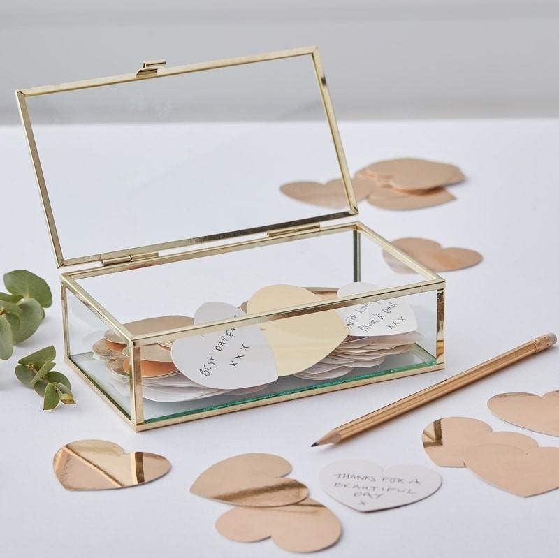 Gaestebuch Glas Box mit Herzchen