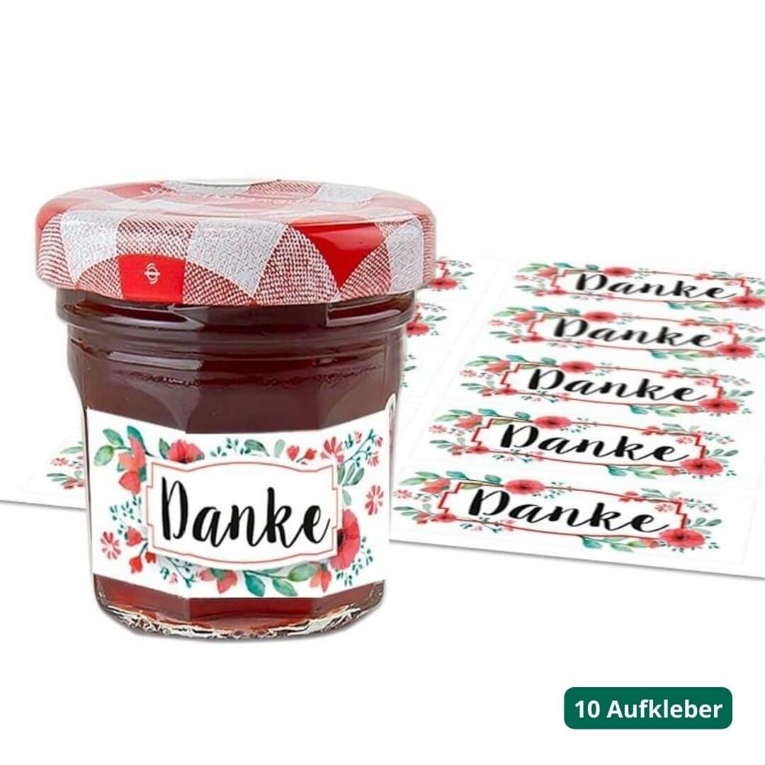 aufkleber fuer gastgeschenk danke mini marmelade banderole