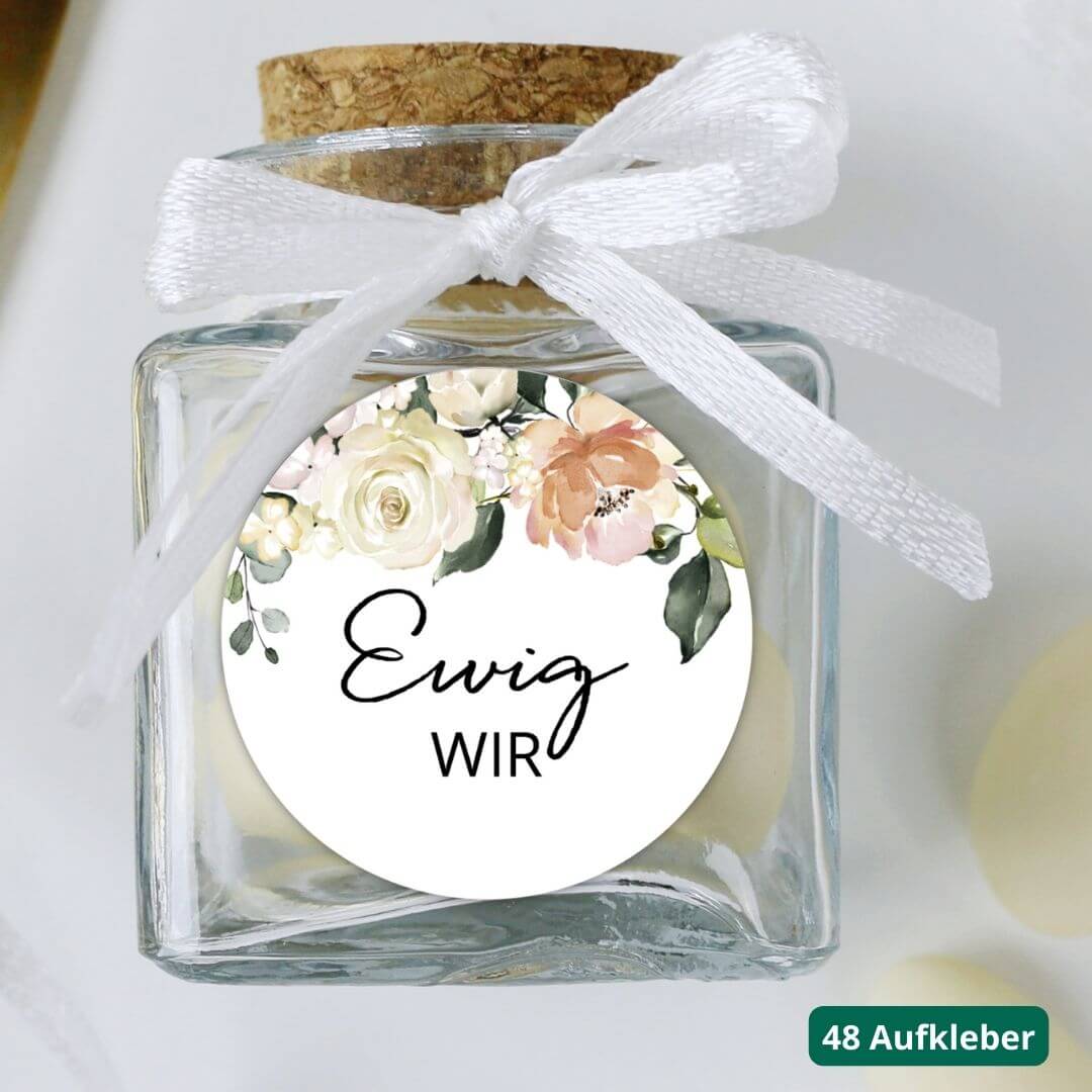 Aufkleber Blütenzauber fuer gastgeschenk zur hochzeit Ewig wir von Ja Hochzeitsshop