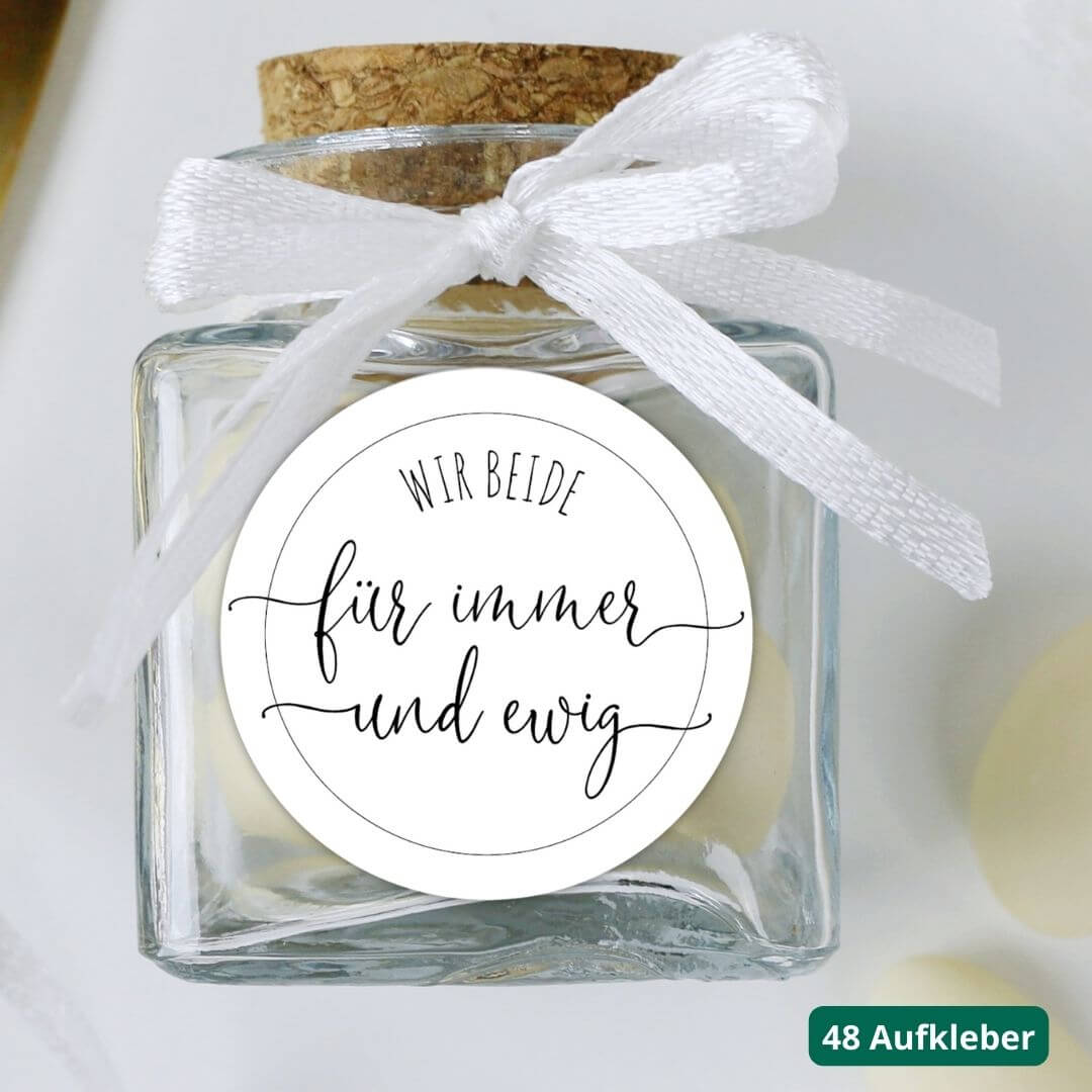 Aufkleber gastgeschenk hochzeit fuer immer und ewig elegant