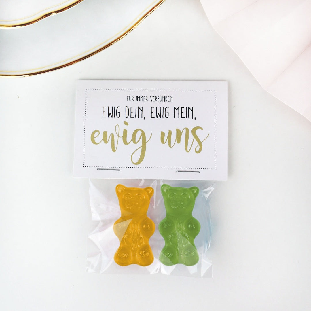 gastgeschenk hochzeit gummibärchen für immer verbunden