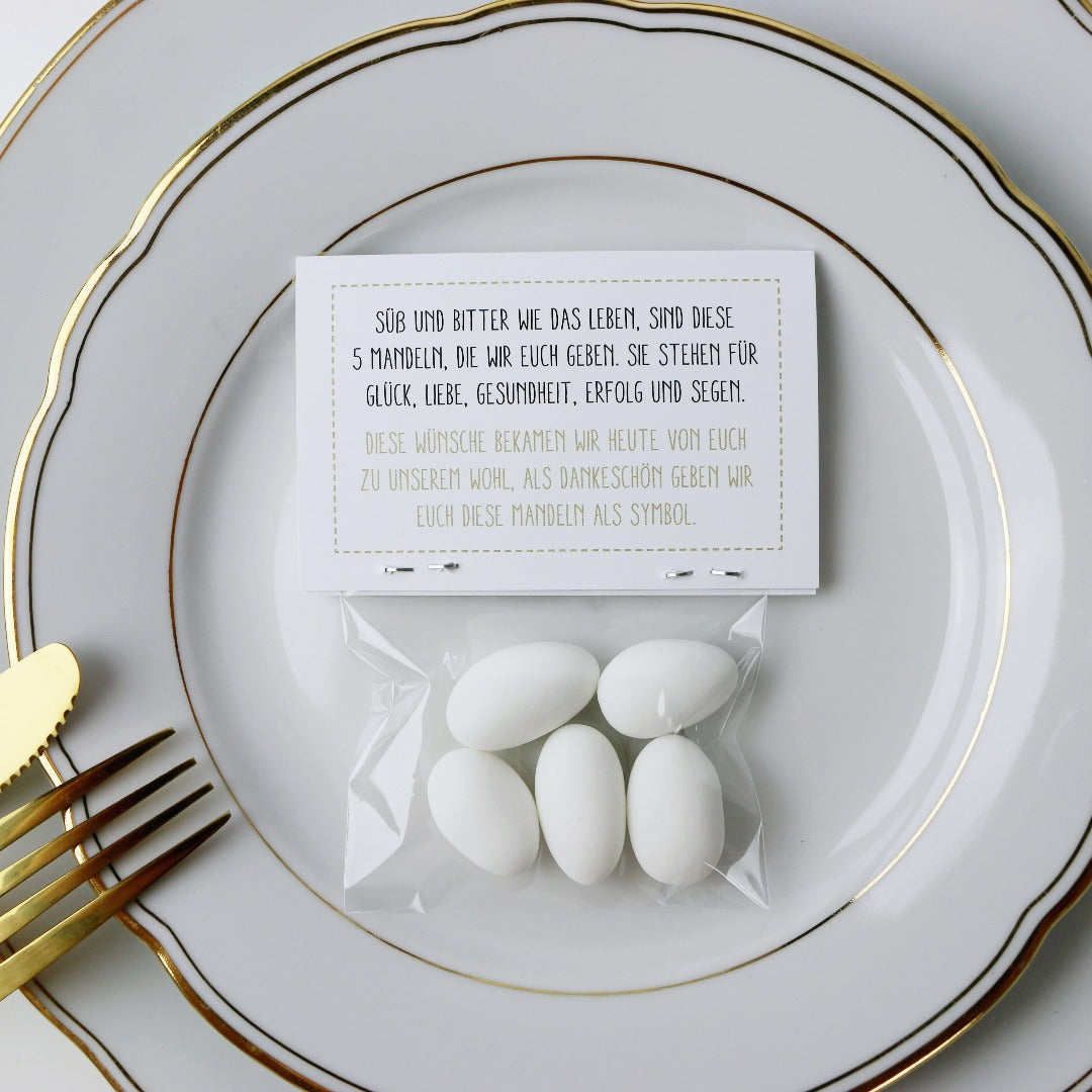 gastgeschenk zur hochzeit italienische mandeln mit 5 hochzeitsmandeln