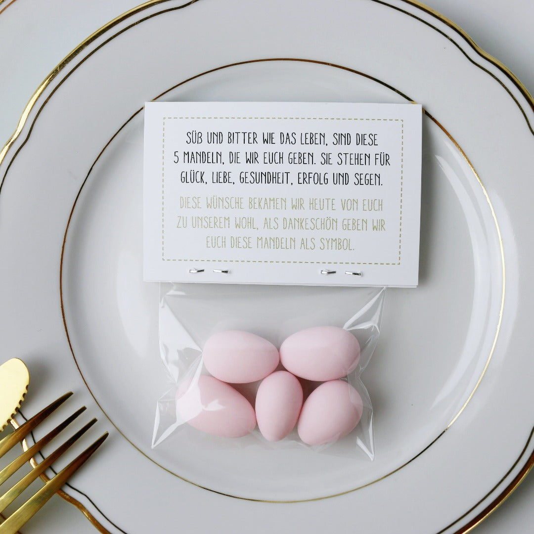 gastgeschenk zur hochzeit italienische mandeln mit 5 hochzeitsmandeln