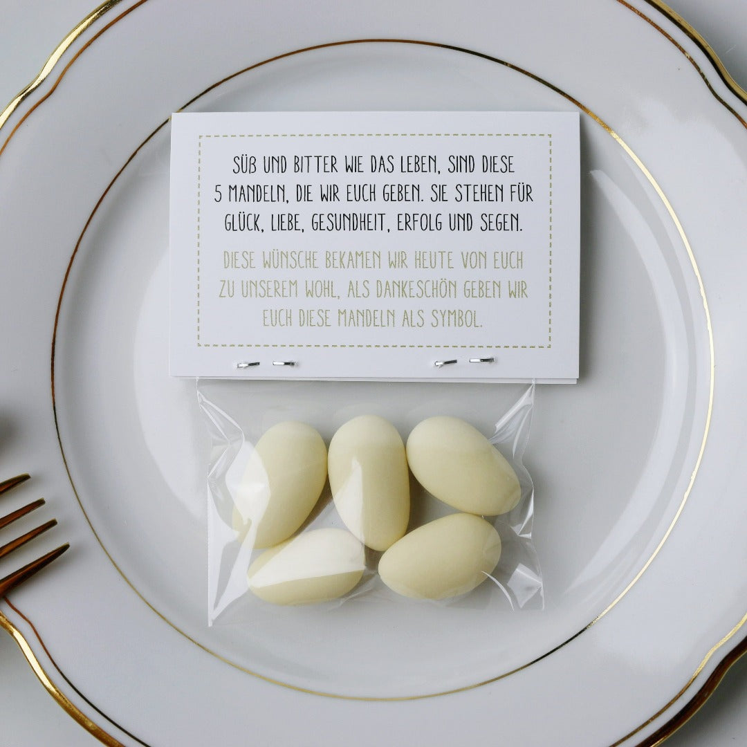 gastgeschenk zur hochzeit italienische mandeln mit 5 hochzeitsmandeln