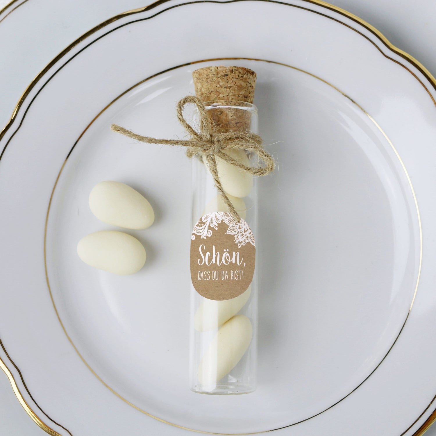 Gastgeschenk Set Hochzeitsmandeln creme (für 48 Gäste) - Ja-Hochzeitsshop
